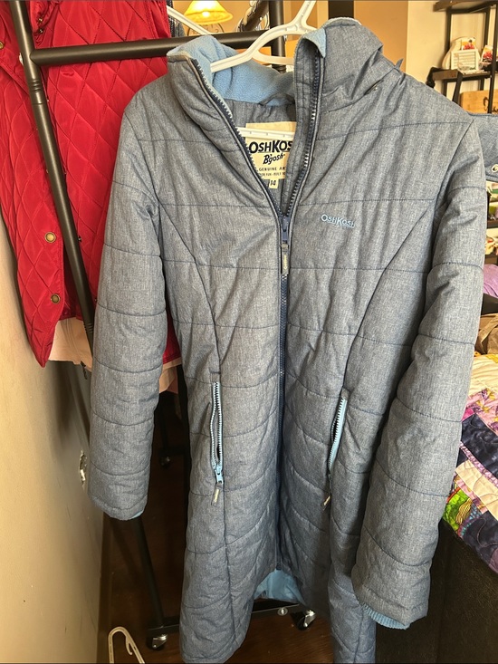 OshKosh B'gosh Jackets & Blazers - OshKosh B'gosh Quilted Long Coat - Denim Blue